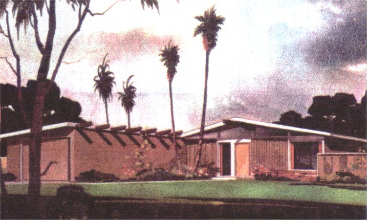 Floor plan and rendering of the Biscayne, a one-car-garage Lakewood Village home model.